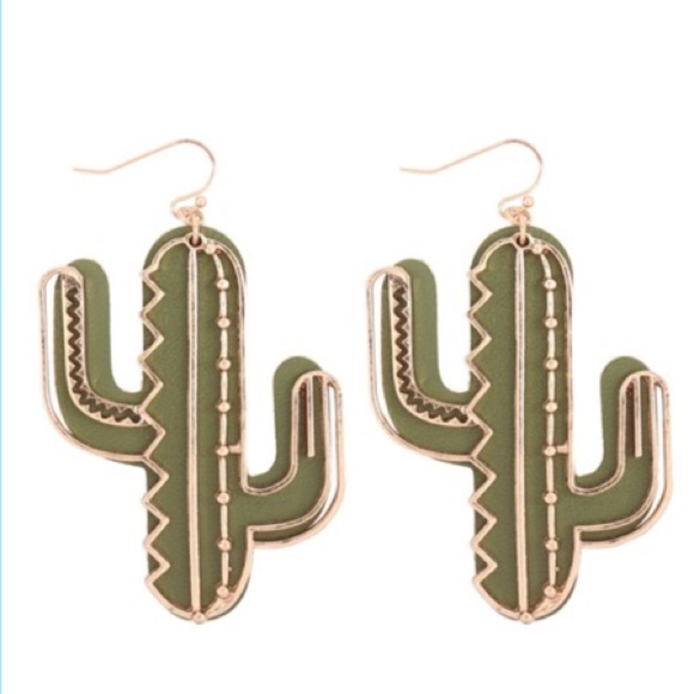 Green Cactus Statement Earrings🌵